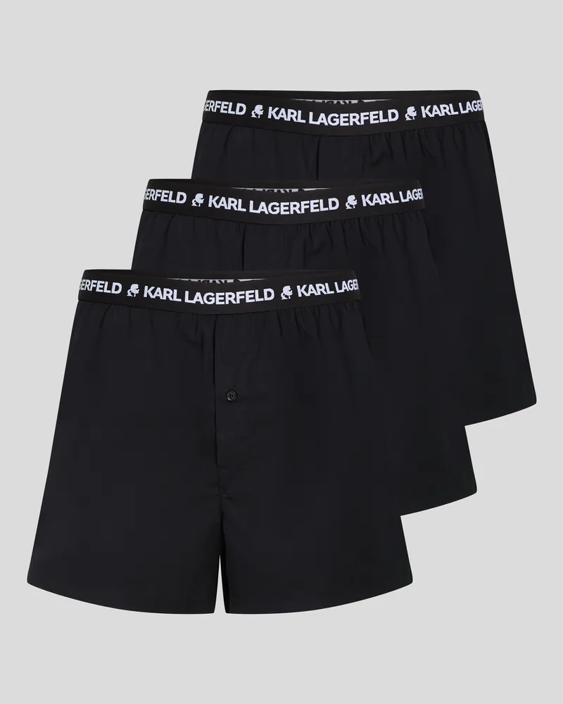 Karl Lagerfeld Web-boxershorts Mit Logo – 3er-pack, Mann, Schwarz, Größe Schwarz