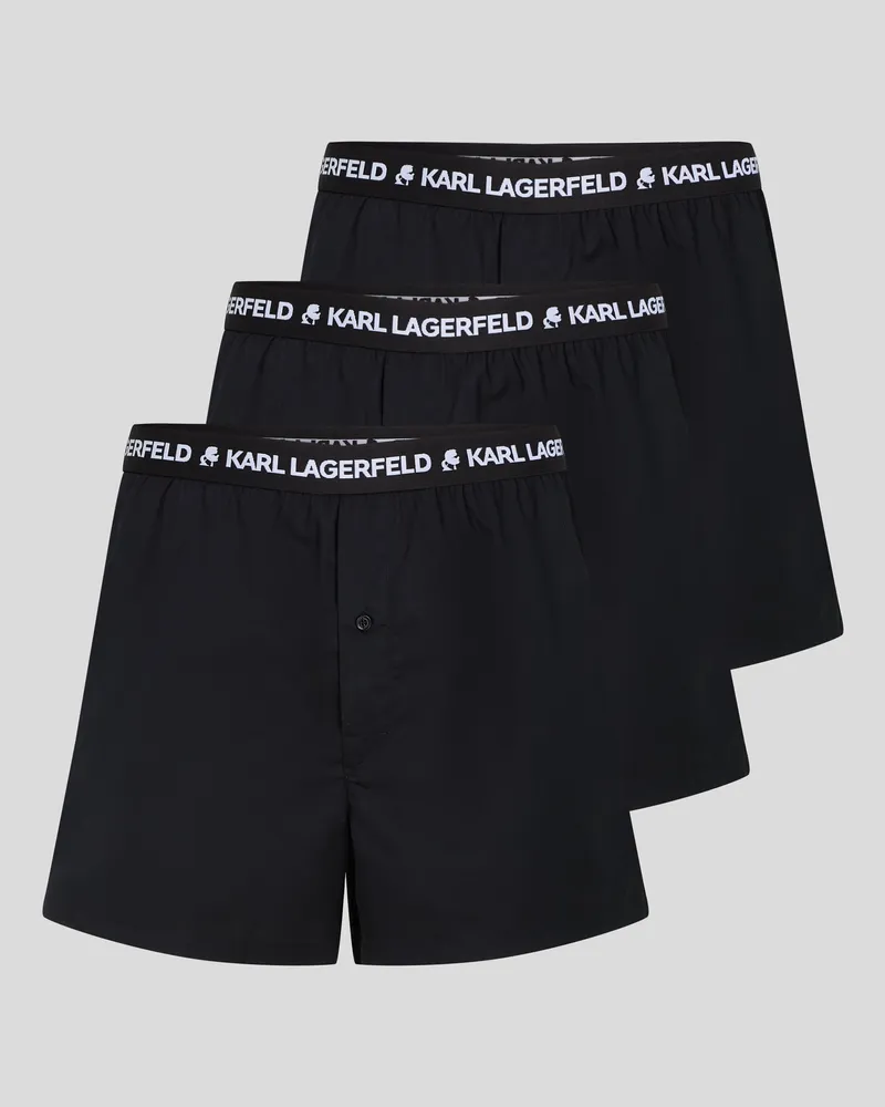 Karl Lagerfeld Web-boxershorts Mit Logo – 3er-pack, Herren, Schwarz, Größe Schwarz