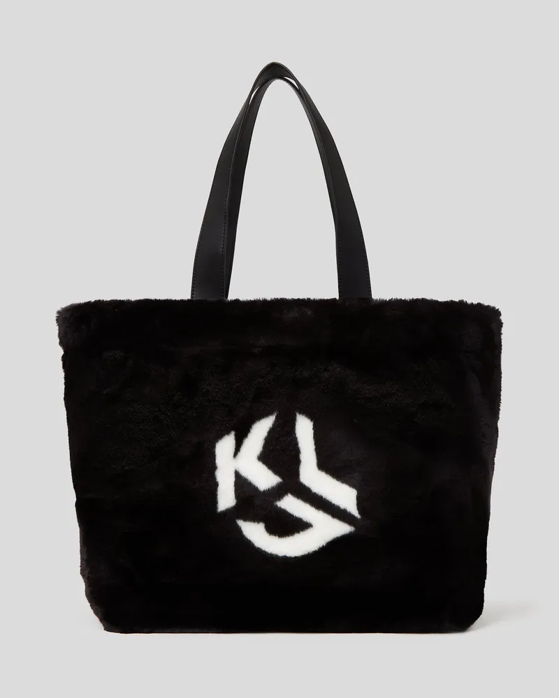 Karl Lagerfeld Klj tote-bag aus Kunstpelz, Frau, Schwarz Schwarz