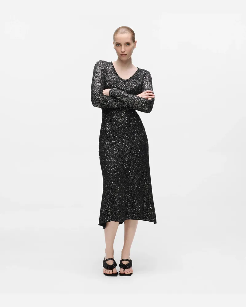 Karl Lagerfeld Strickkleid Mit Pailletten, Female, Gunmetal Lurex, Size Black