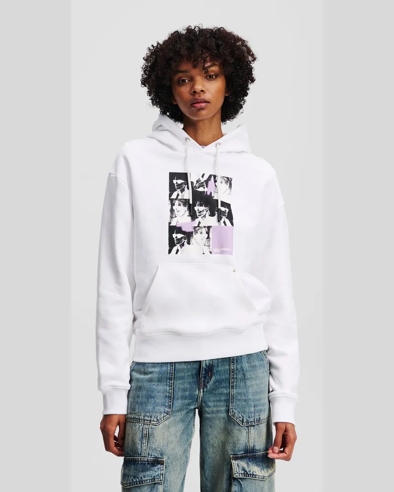 Karl Lagerfeld Kapuzenpullover Mit Karl-print, Frau, Weiss, Größe Weiss