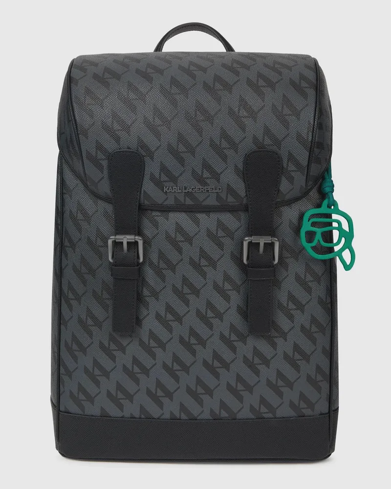 Karl Lagerfeld Ikon Monogram Rucksack, Herren, Schwarz, Größe Schwarz