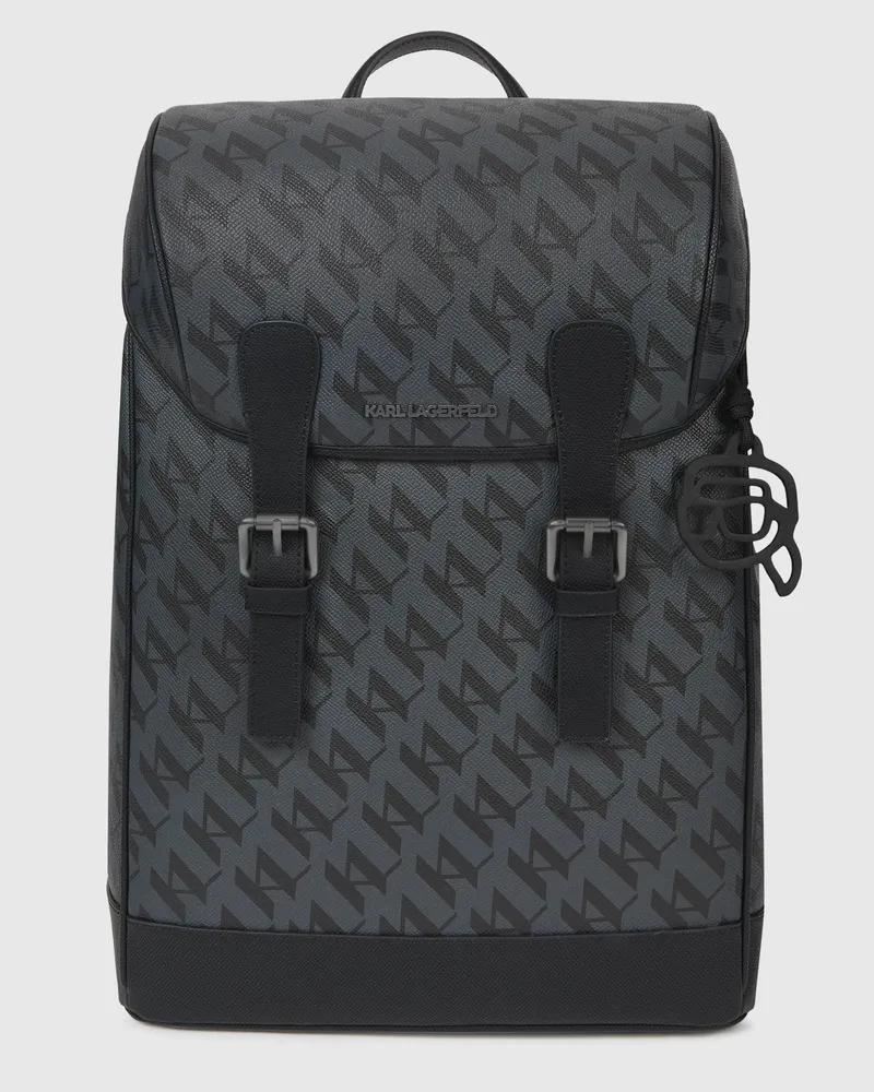 Karl Lagerfeld Ikon Monogram Rucksack, Herren, Schwarz, Größe Schwarz