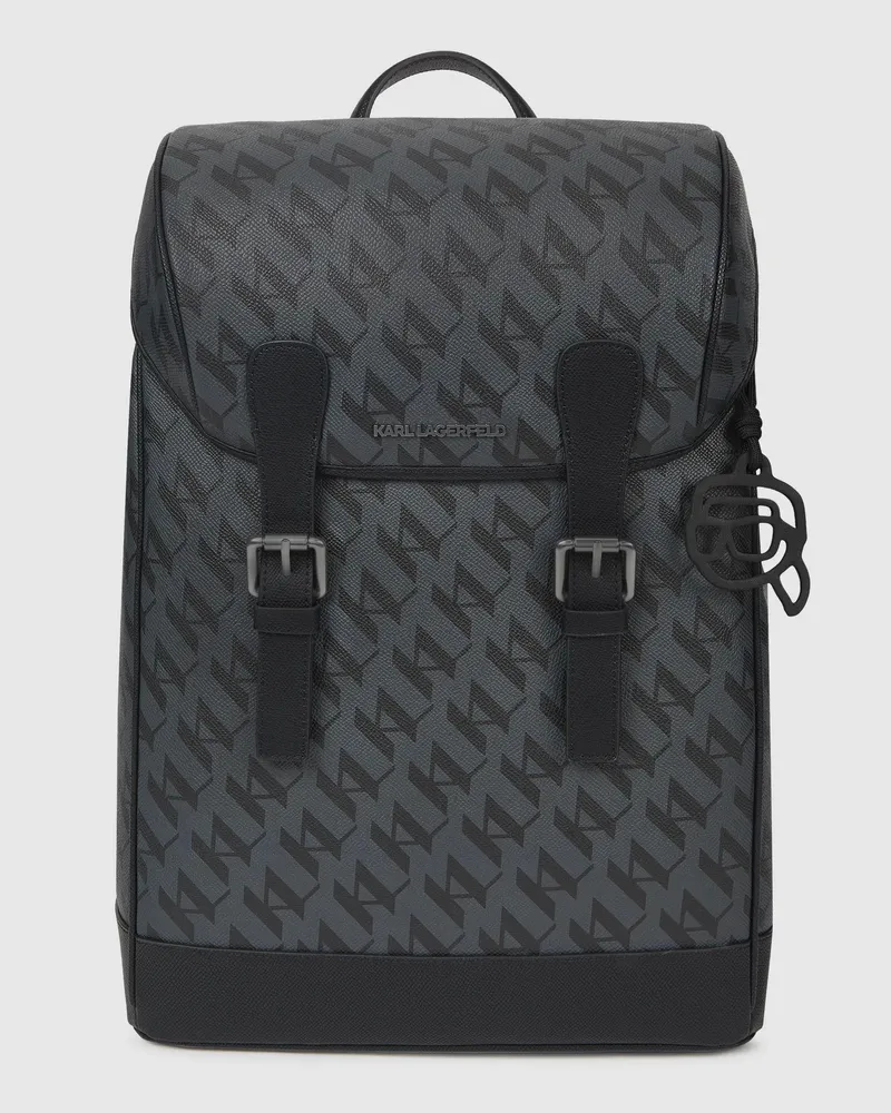 Karl Lagerfeld Ikon Monogram Rucksack, Herren, Schwarz, Größe Schwarz