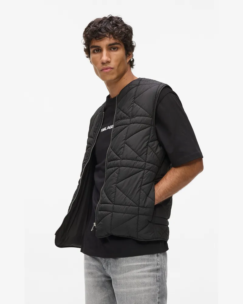 Karl Lagerfeld Leichte Packbare Gilet, Herren, Schwarz, Größe Schwarz