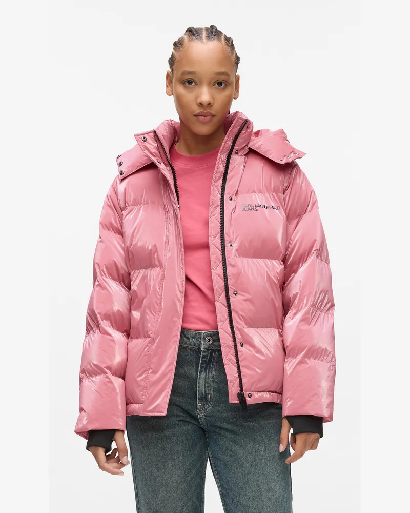 Karl Lagerfeld Perlglanz-pufferjacke, Damen, Schieferrose, Größe Schieferrose