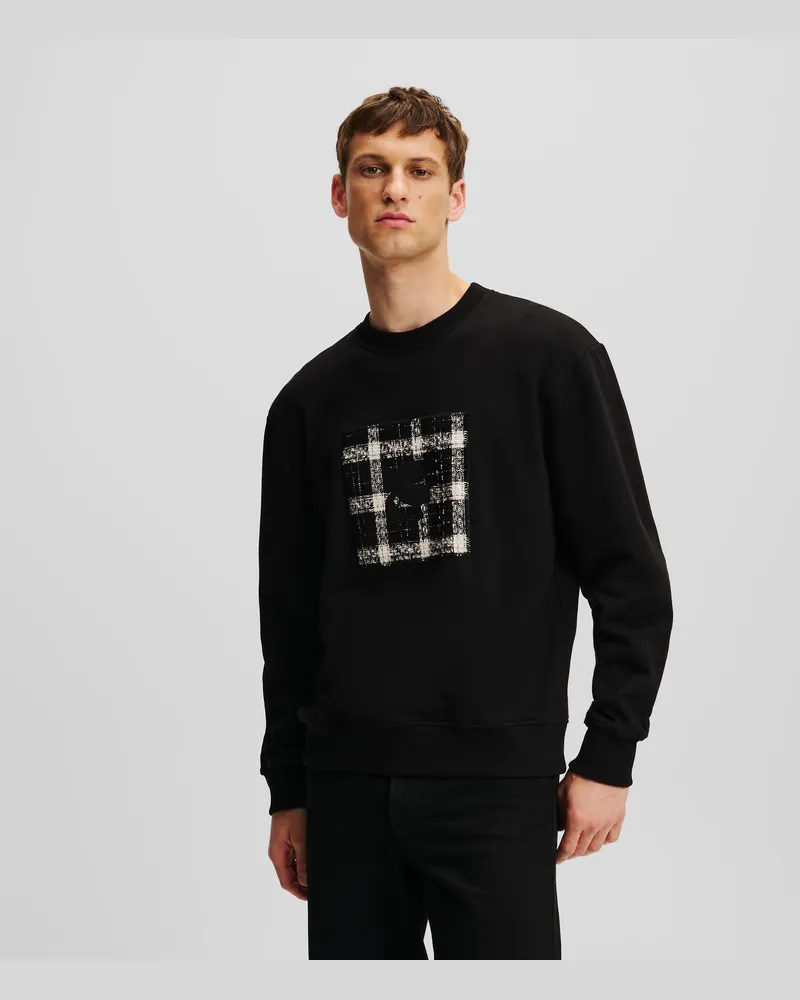 Karl Lagerfeld Sweatshirt mit Bouclé, Mann, Schwarz Schwarz