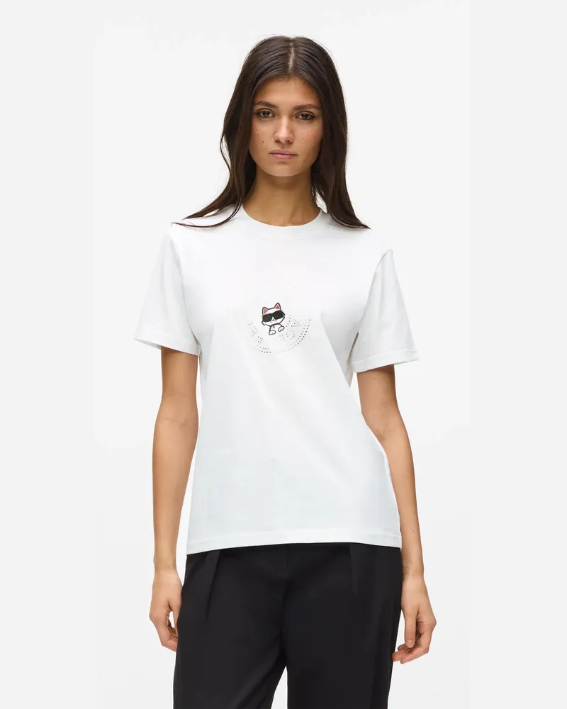 Karl Lagerfeld Ikon T-shirt Mit Circle-logo, Damen, Weiss, Größe Weiss