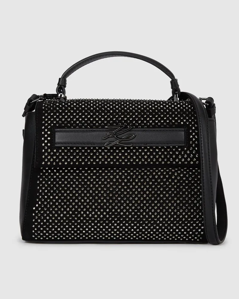 Karl Lagerfeld K/autograph Strass-handtasche Mit Oberem Tragegriff, Damen, Schwarze Verzierung, Größe Schwarze