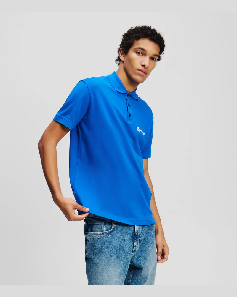 Karl Lagerfeld Polohemd Mit Logo, Mann, KLJ Blau, Größe Klj
