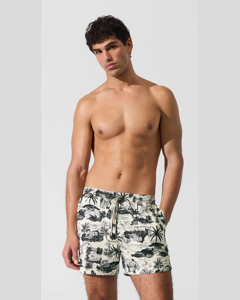 Karl Lagerfeld Kurze Boardshorts Mit Allover-print, Herren, Marineblau-schwarz-sedona, Größe Marineblau-schwarz-sedona