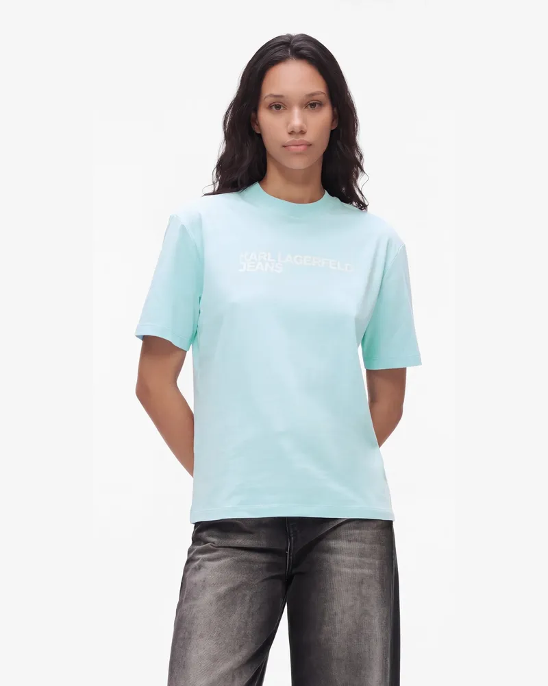 Karl Lagerfeld T-shirt Mit Logo, Female, Aquamarin, Size Blue