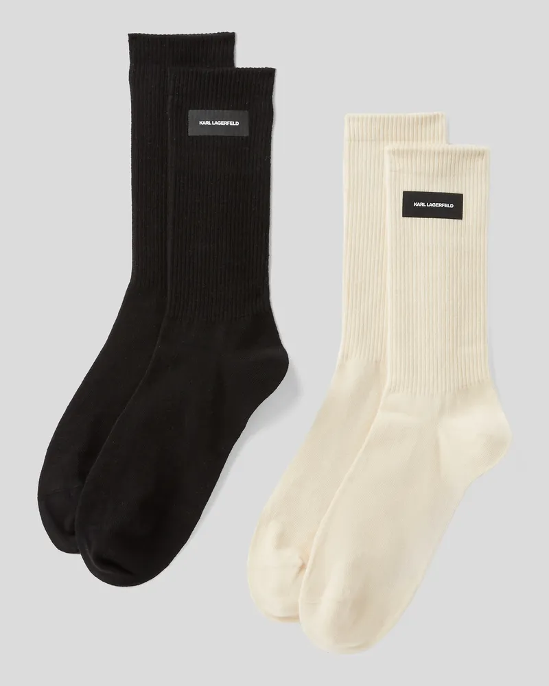 Karl Lagerfeld Essential logo-socken – 2er-pack, Frau, Cannoli Creme-Schwarz, Größe Cannoli