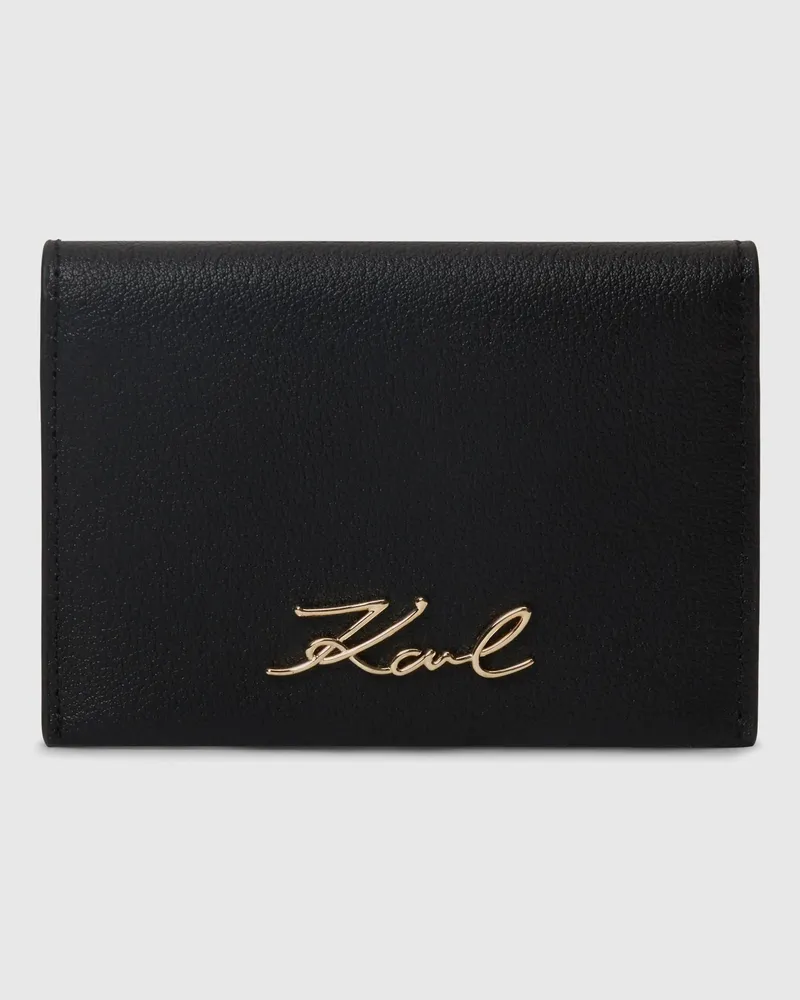 Karl Lagerfeld K/signature Klappbares Kartenetui, Damen, Schwarz/gold, Größe Schwarz