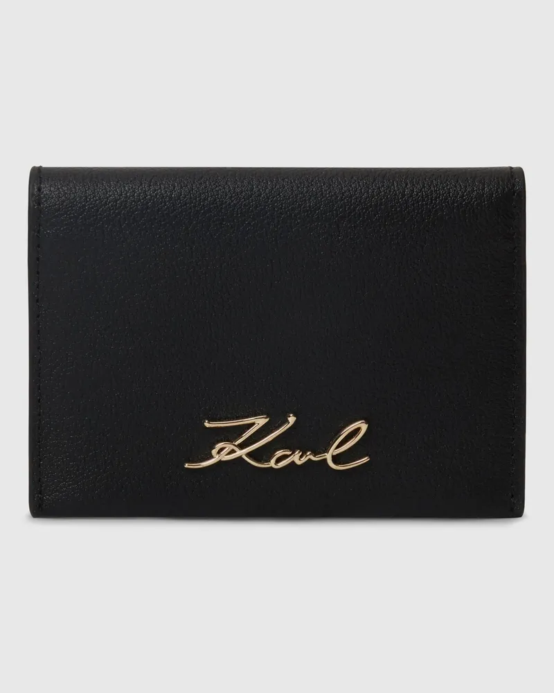 Karl Lagerfeld K/signature Klappbares Kartenetui, Damen, Schwarz/gold, Größe Schwarz