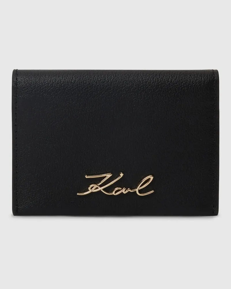 Karl Lagerfeld K/signature Klappbares Kartenetui, Damen, Schwarz/gold, Größe Schwarz