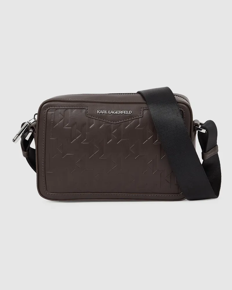 Karl Lagerfeld K/loom Kameratasche Aus Leder, Herren, Fudge, Größe Fudge