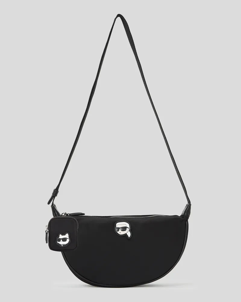 Karl Lagerfeld Ikon kleine Halbmond-tasche Aus Nylon, Frau, Schwarz, Größe Schwarz