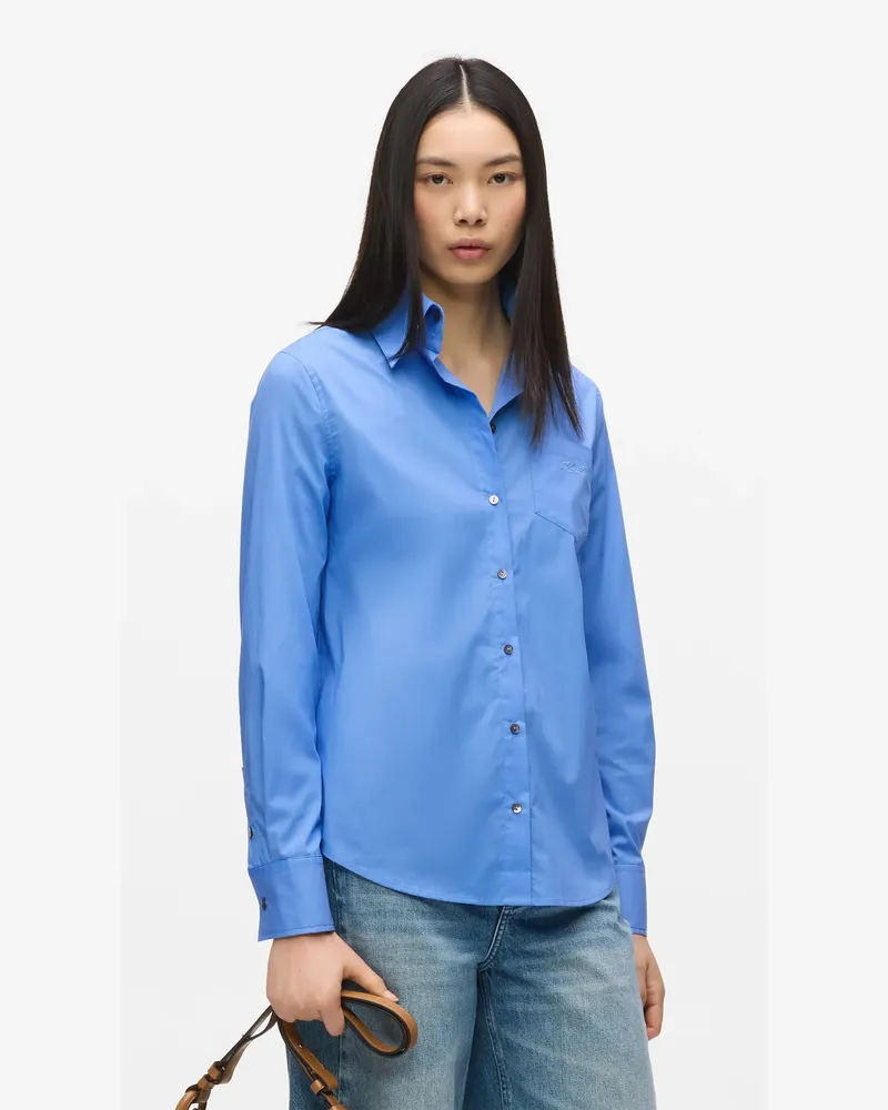 Karl Lagerfeld Poplin Bluse, Damen, Hellgrau Meliert-schwarz, Größe Hellgrau