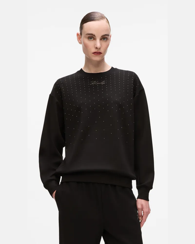 Karl Lagerfeld Strass-sweatshirt, Damen, Schwarz, Größe Schwarz