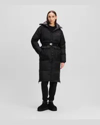 Karl Lagerfeld Wendbare Lange Pufferjacke, Frau, Schwarz/schwarz Monogram Schwarz