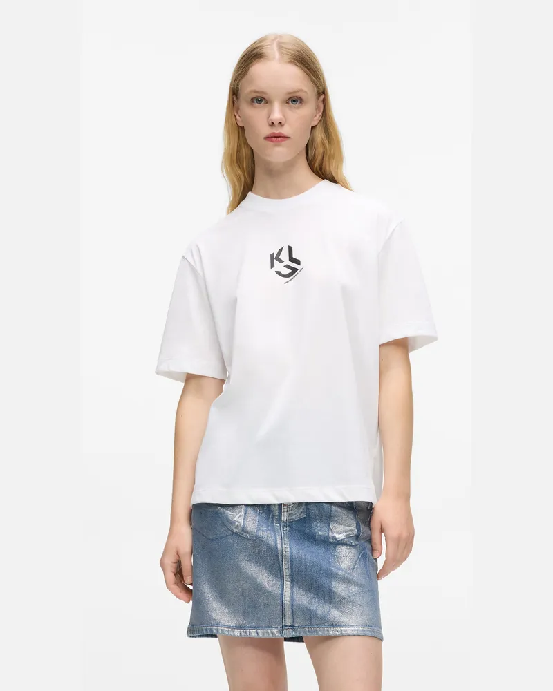 Karl Lagerfeld Regular-fit Monogram T-shirt, Damen, Weiss, Größe: Xs Weiss