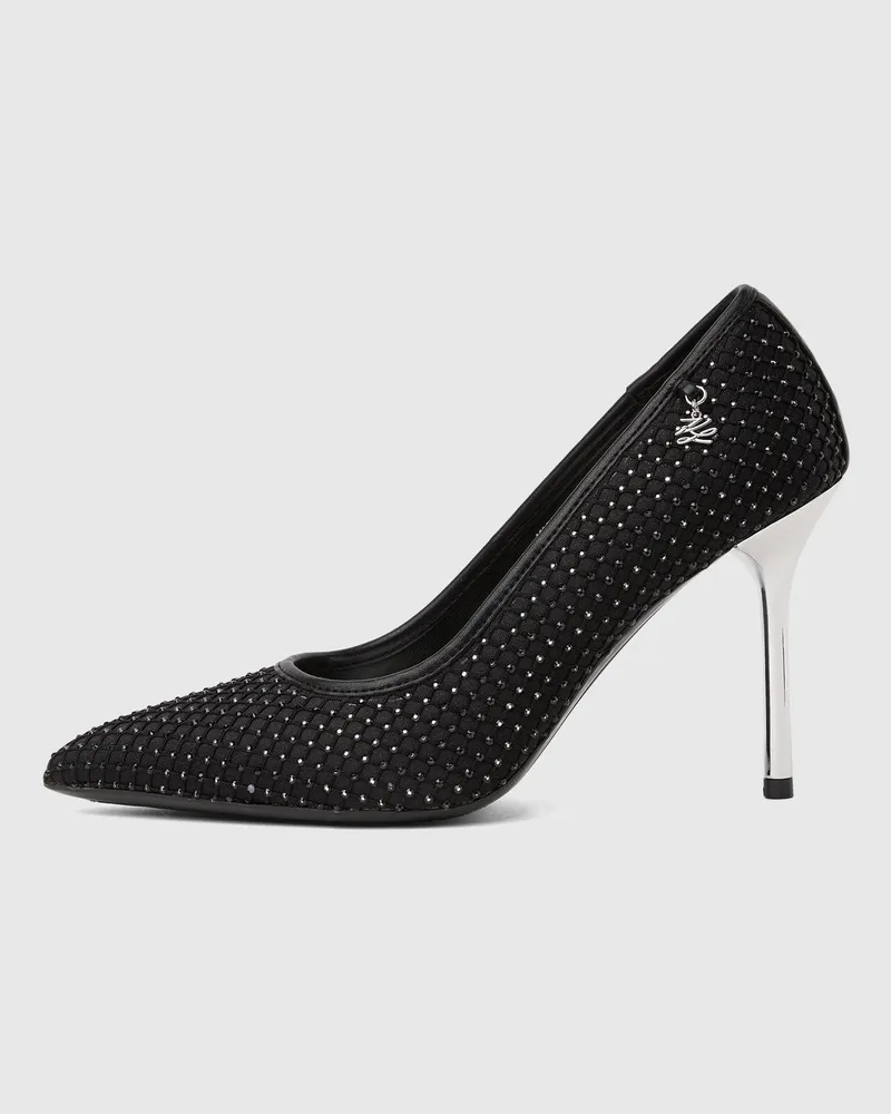 Karl Lagerfeld Sarabande Mesh-pumps Mit Schmucksteinen, Damen, Schwarz/silber, Größe Schwarz