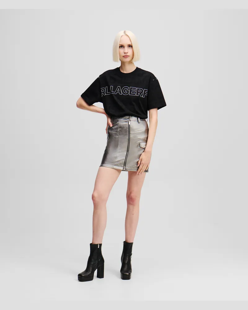Karl Lagerfeld Metallic-minirock, Frau, Metallisch Grau, Größe Metallisch