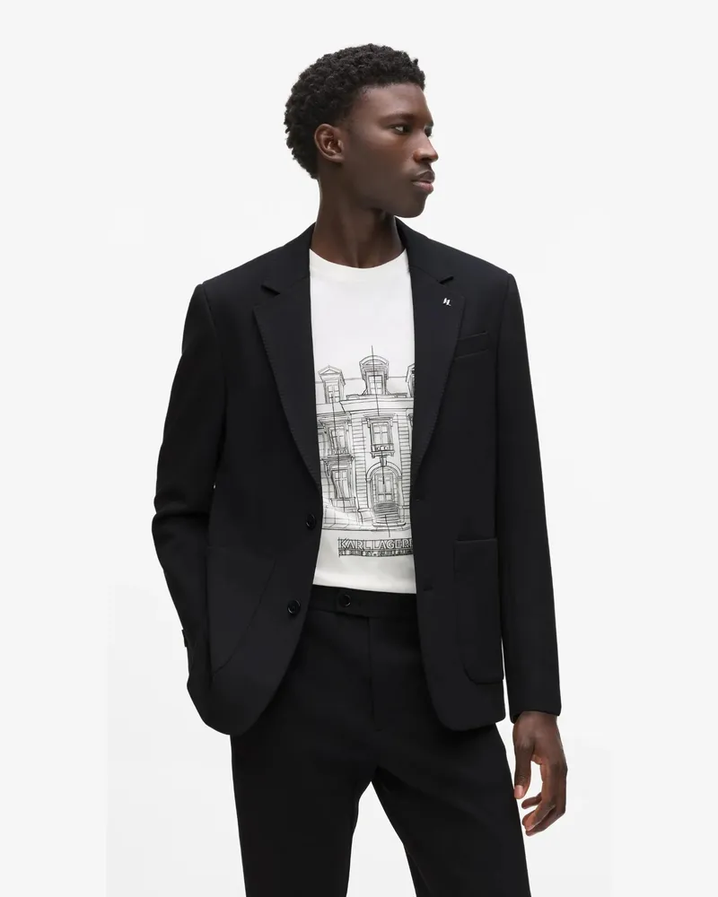 Karl Lagerfeld Punto-blazer Mit Aufgesetzten Taschen, Herren, Schwarz, Größe Schwarz