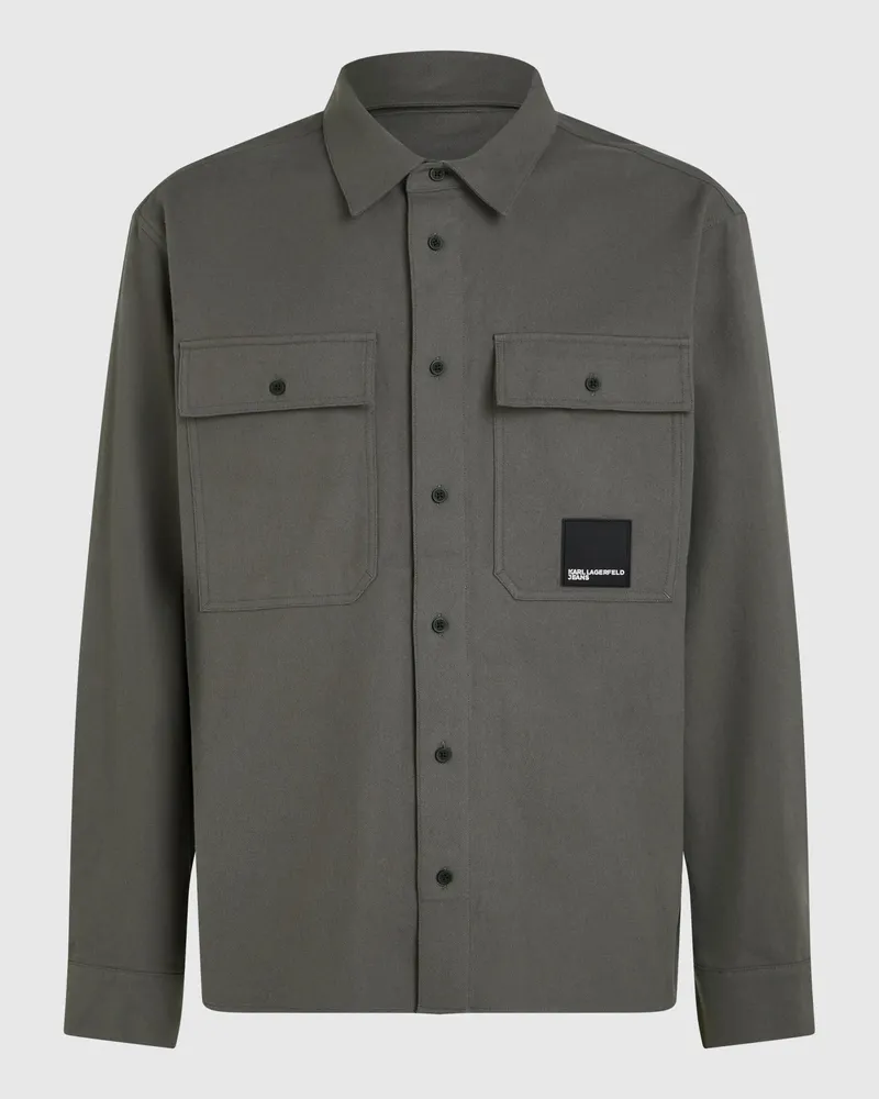 Karl Lagerfeld Overshirt Aus Baumwollflanell, Herren, Tornado, Größe Tornado