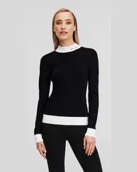 Karl Lagerfeld Rollkragenpullover mit Karl-logo, Frau, Schwarz/weiss Schwarz