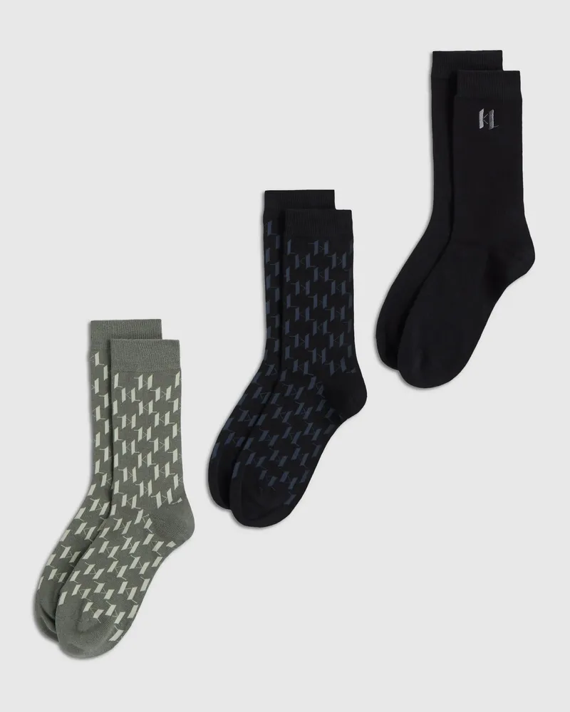 Karl Lagerfeld Monogram-socken – 3er-pack, Male, Multi, Size Multicoloured