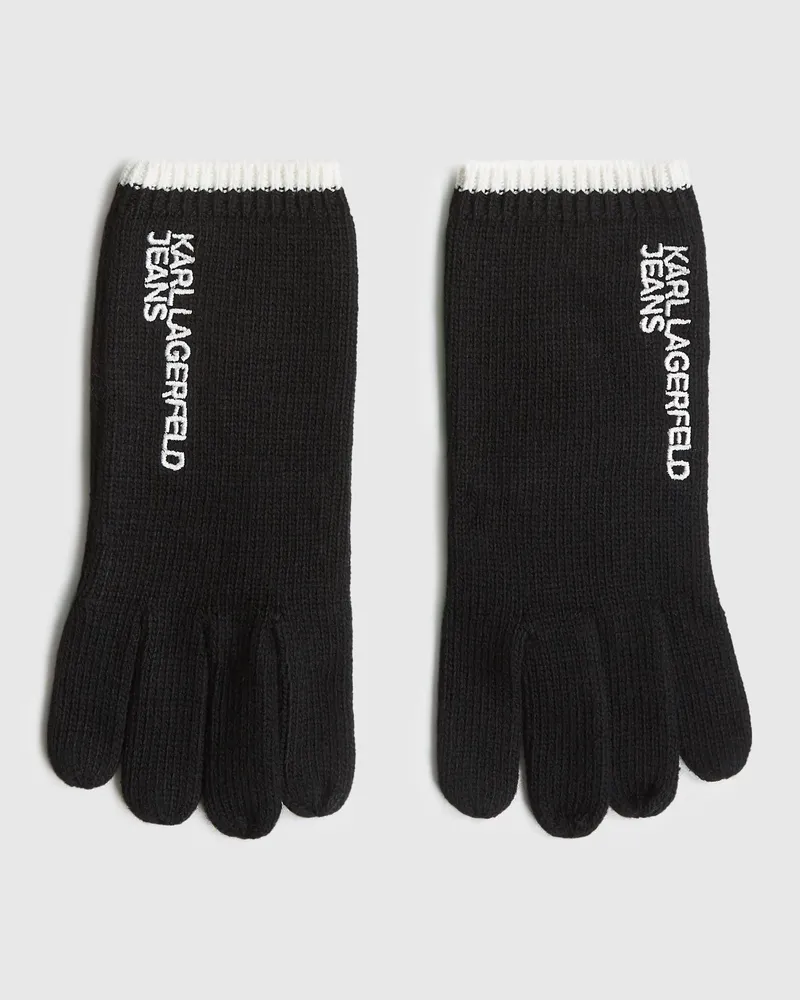 Karl Lagerfeld Strickhandschuhe Mit Logo, Male, Schwarz, Size Black