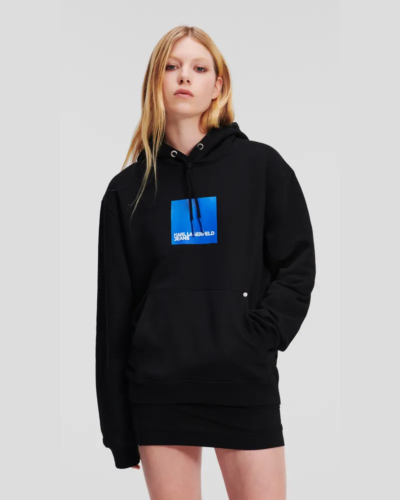 Karl Lagerfeld Klj kapuzenpullover Mit Box-logo, Frau, Schwarz, Größe Schwarz