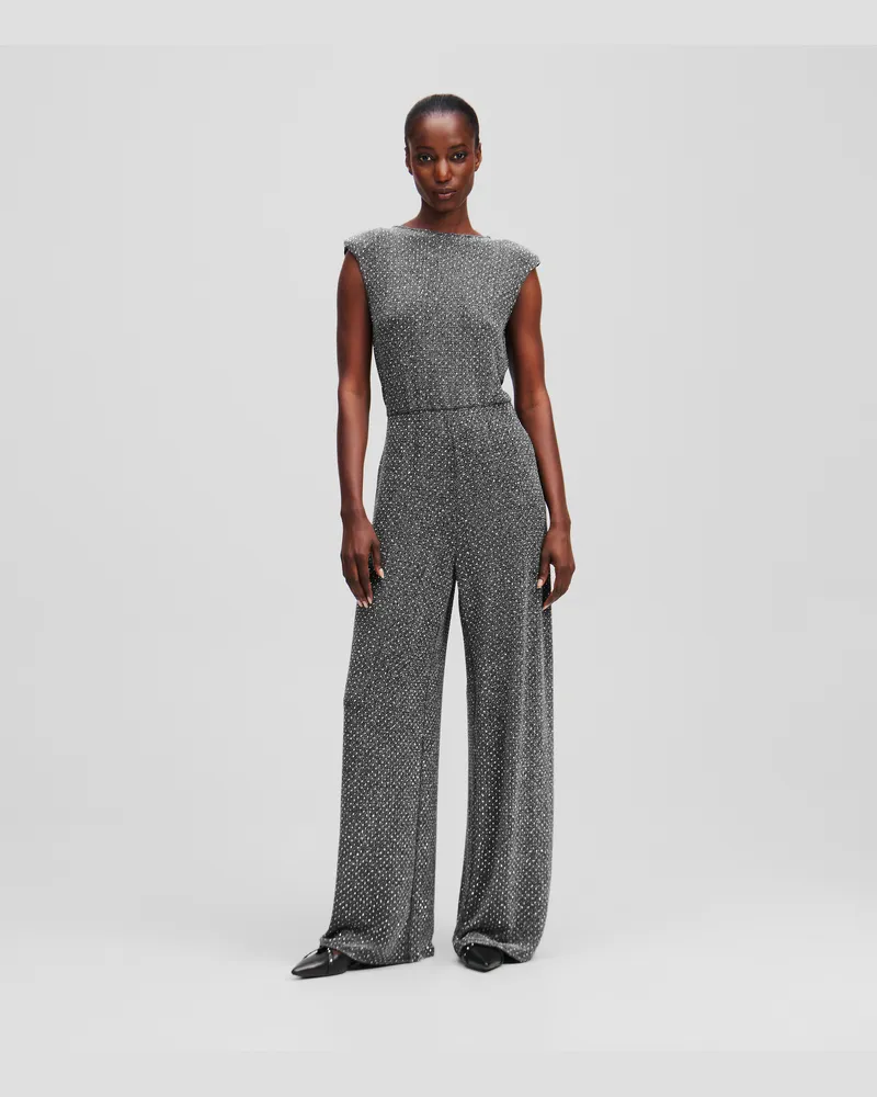 Karl Lagerfeld Jumpsuit Aus Jersey Mit Strass, Frau, Gunmetal, Größe Gunmetal
