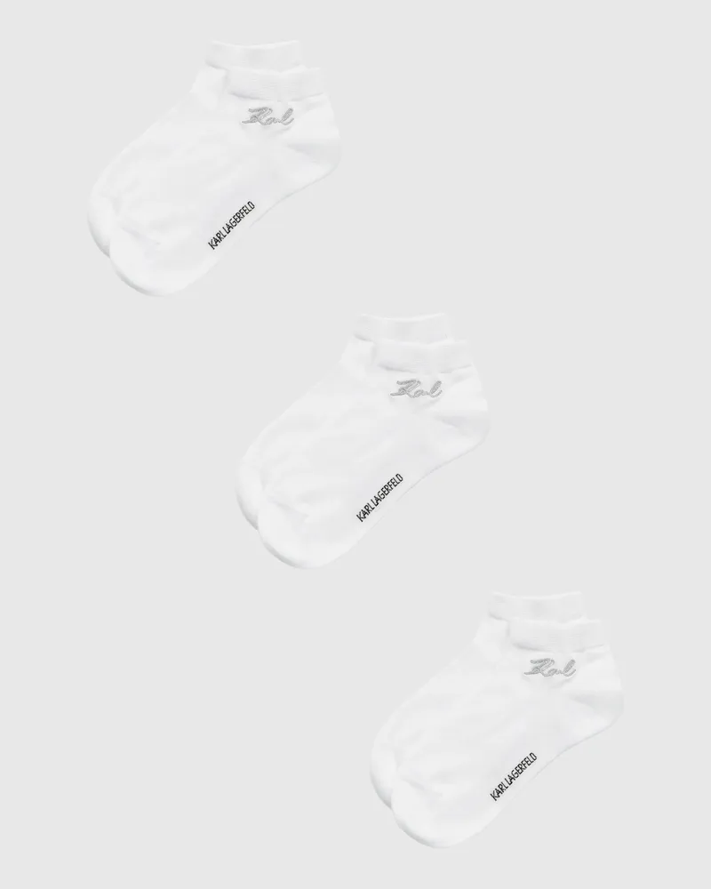 Karl Lagerfeld Signature- Kurze Socken – 3er-pack, Female, Weiss, Size White