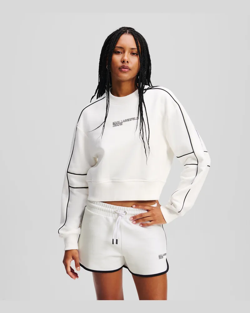 Karl Lagerfeld Entspanntes Cropped-sweatshirt, Frau, Weiss, Größe Weiss