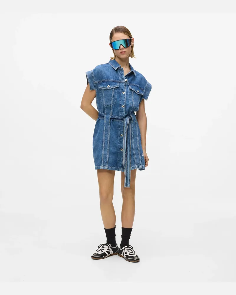 Karl Lagerfeld Kurzärmeliges Jeanskleid Mit Gürtel, Damen, Wald-schwarz-sedona, Größe Wald-schwarz-sedona