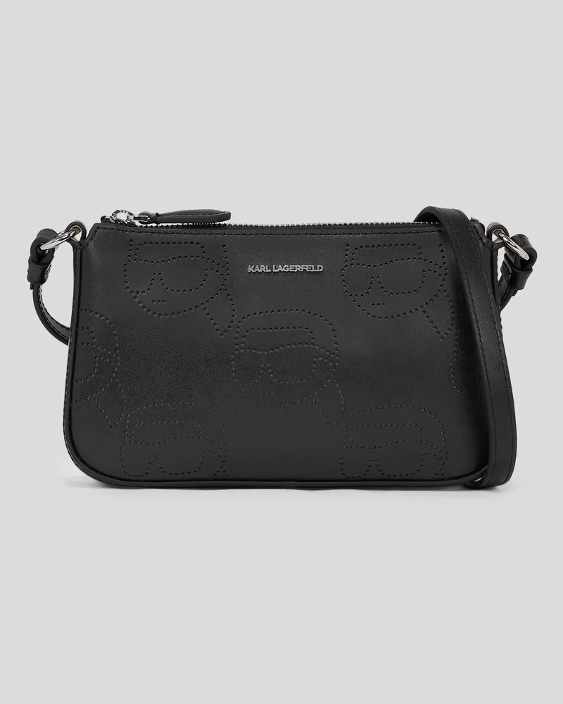 Karl Lagerfeld Ikon Perforierter Crossbody-beutel, Frau, Schwarz, Größe Schwarz
