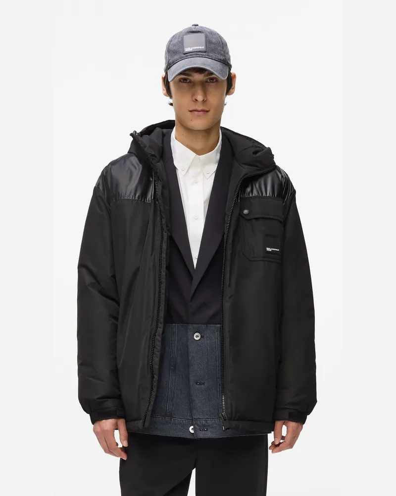 Karl Lagerfeld Utility-jacke, Herren, Schwarz-glänzend Schwarz, Größe Schwarz-glänzend