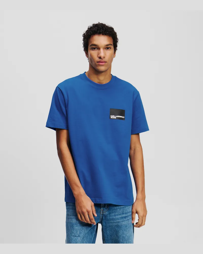 Karl Lagerfeld T-shirt Mit Box-logo, Mann, KLJ Blau, Größe Klj