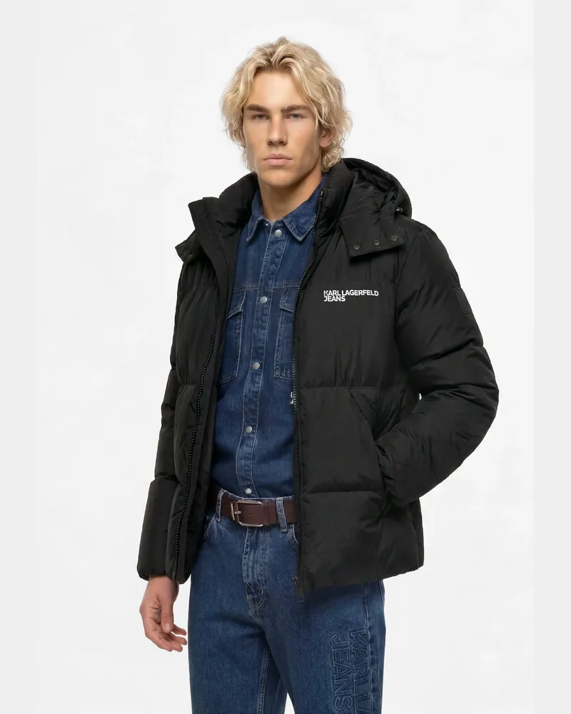 Karl Lagerfeld Daunenjacke Mit Kapuze, Herren, Schwarz, Größe Schwarz