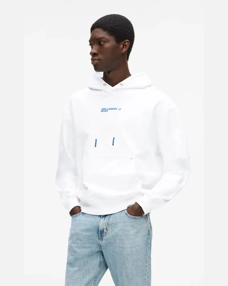 Karl Lagerfeld Legerer Kapuzenpullover Mit Grafischem Karl-print, Herren, Weiss, Größe Weiss