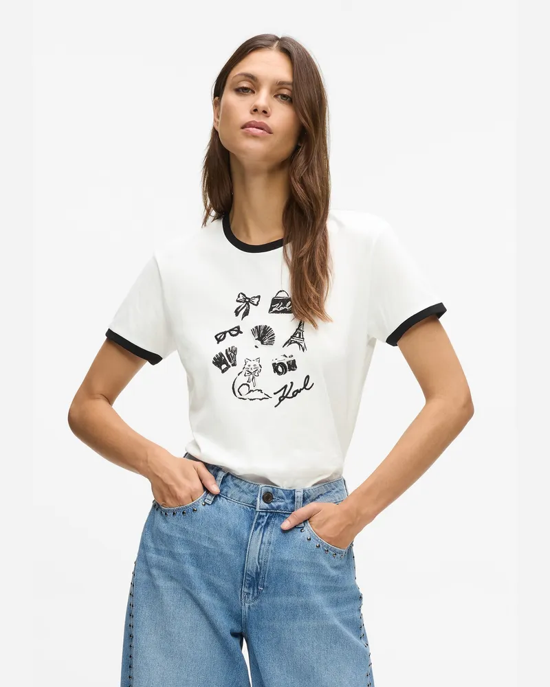 Karl Lagerfeld T-shirt Mit Karl-charms, Damen, Weiss, Größe Weiss