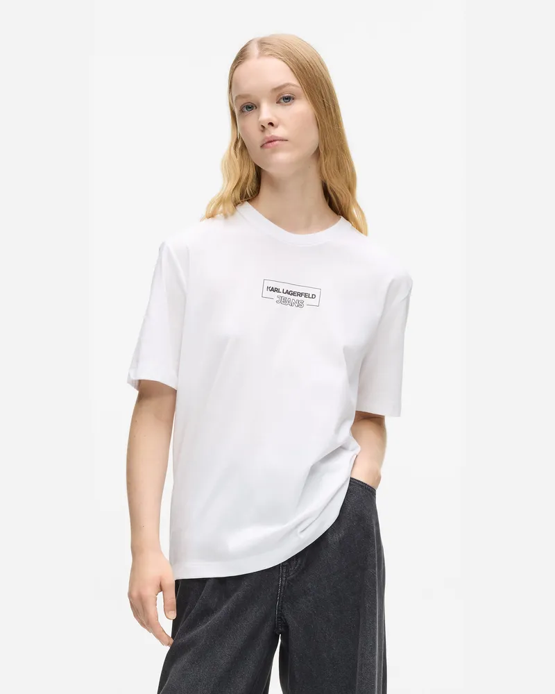 Karl Lagerfeld T-shirt Mit Konturiertem Logo, Damen, Weiss, Größe Weiss