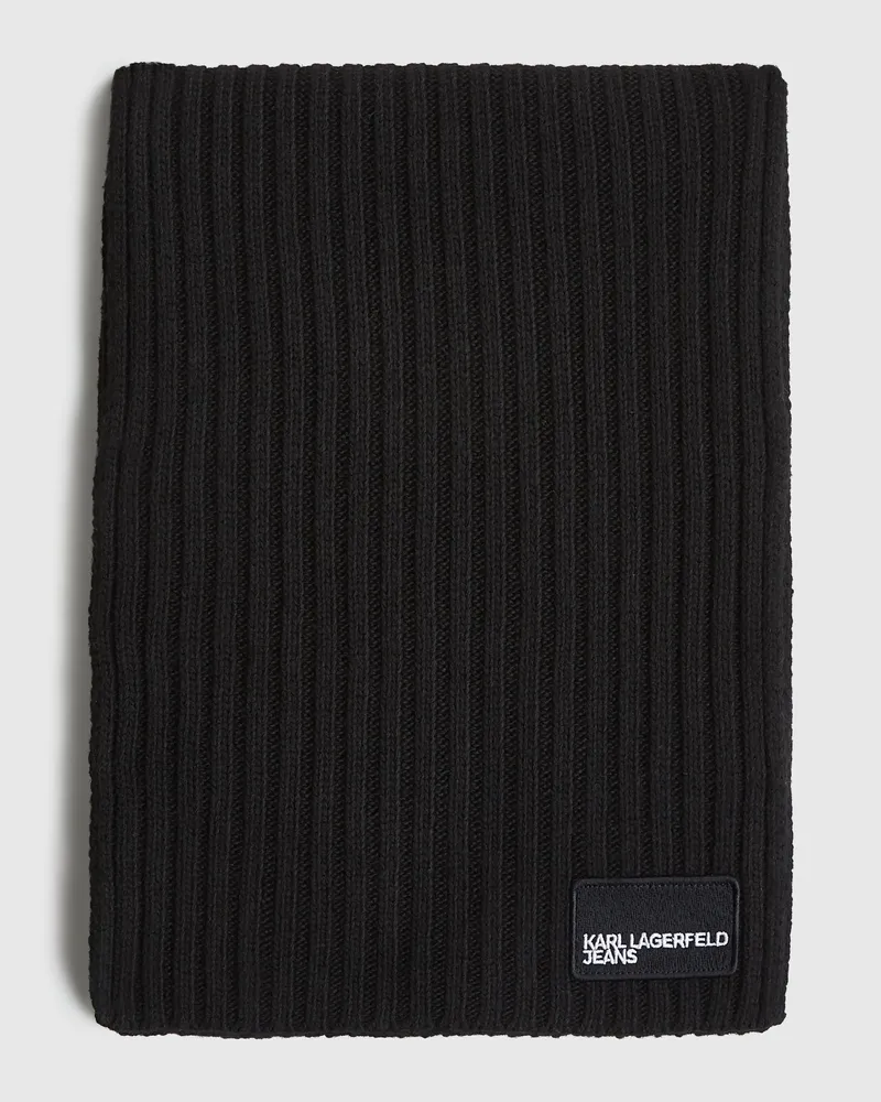 Karl Lagerfeld Schal Mit Logoaufnäher, Male, Schwarz, Size Black