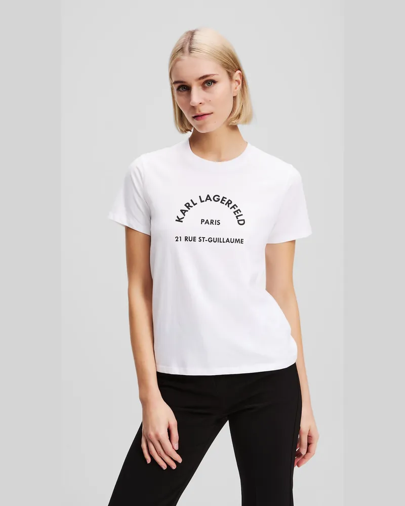 Karl Lagerfeld Rue St-guillaume T-shirt, Damen, Weiss, Größe Weiss