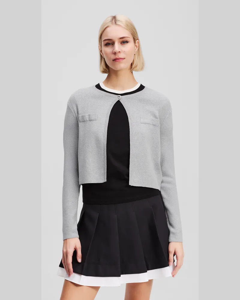 Karl Lagerfeld Ikon Cardigan, Frau, Hellgrau Mel, Größe Hellgrau