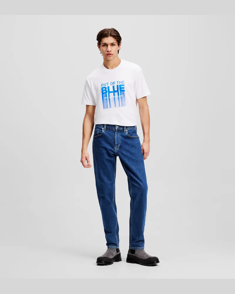 Karl Lagerfeld Nach Unten Eng Zulaufende Jeans, Herren, Gewaschenes Mittelblau, Größe Gewaschenes