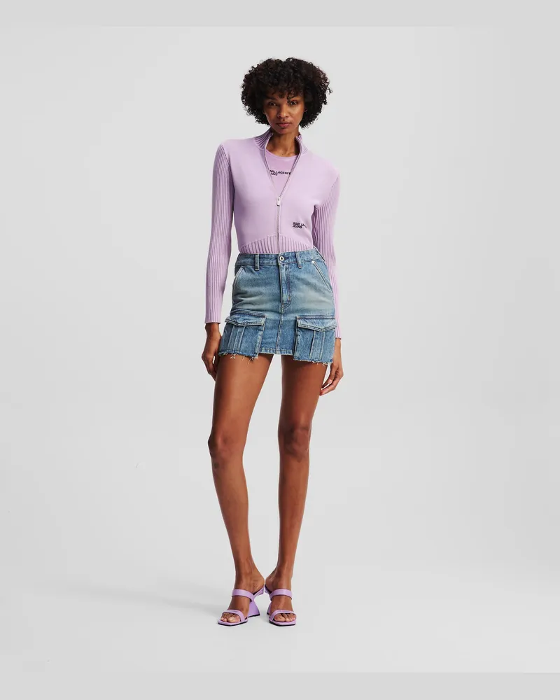 Karl Lagerfeld Minirock Aus Denim Im Utility-stil, Damen, Getöntes Visual Washed Blue, Größe Getöntes